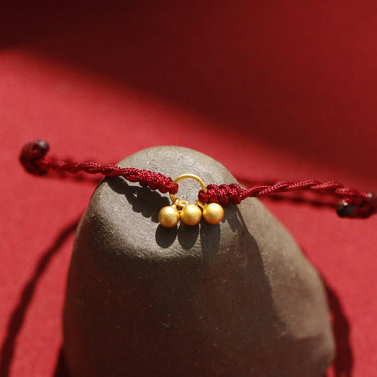 925 Sterling Silver Gold Plated Luck Red String Bracelet