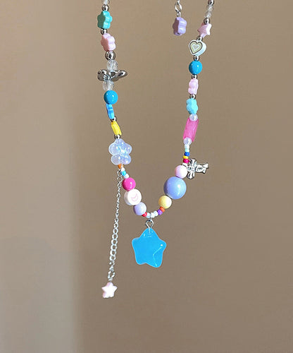 Rainbow Copper Resin Beads Love Tassel Pendant Necklace