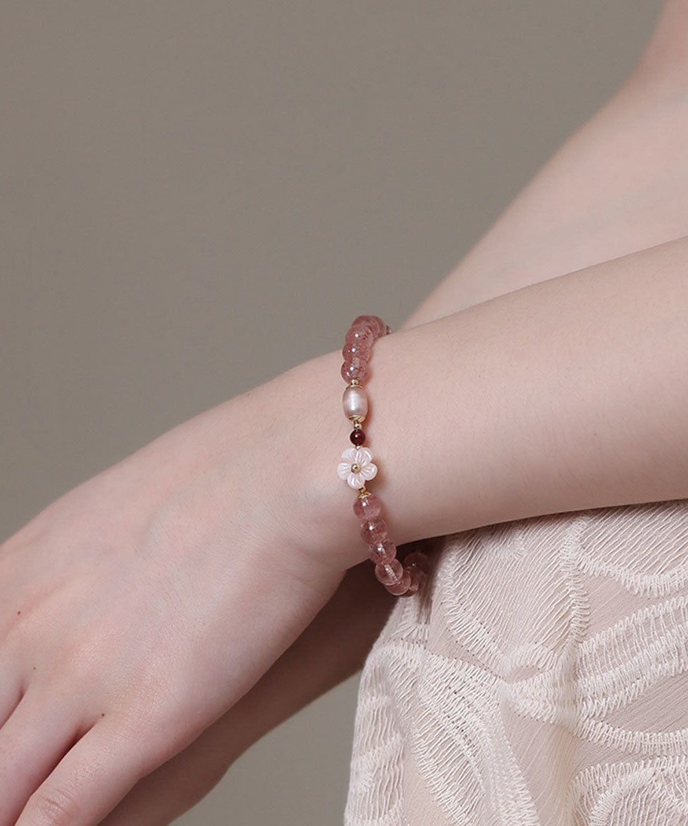 Fine Pink Alloy Crystal Chain Bracelet