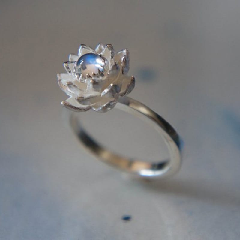 Moonstone Lotus Serenity Ring