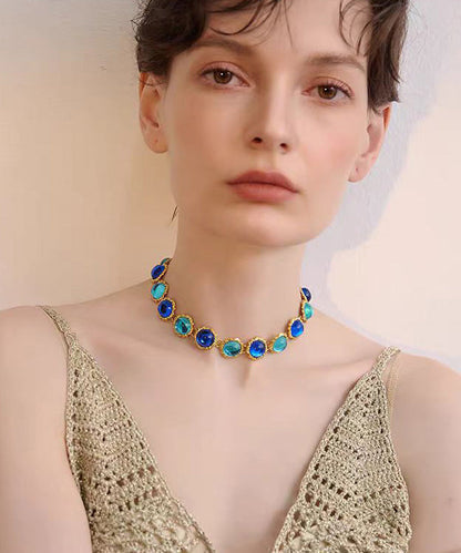 New Original Metal Gemstone Choker