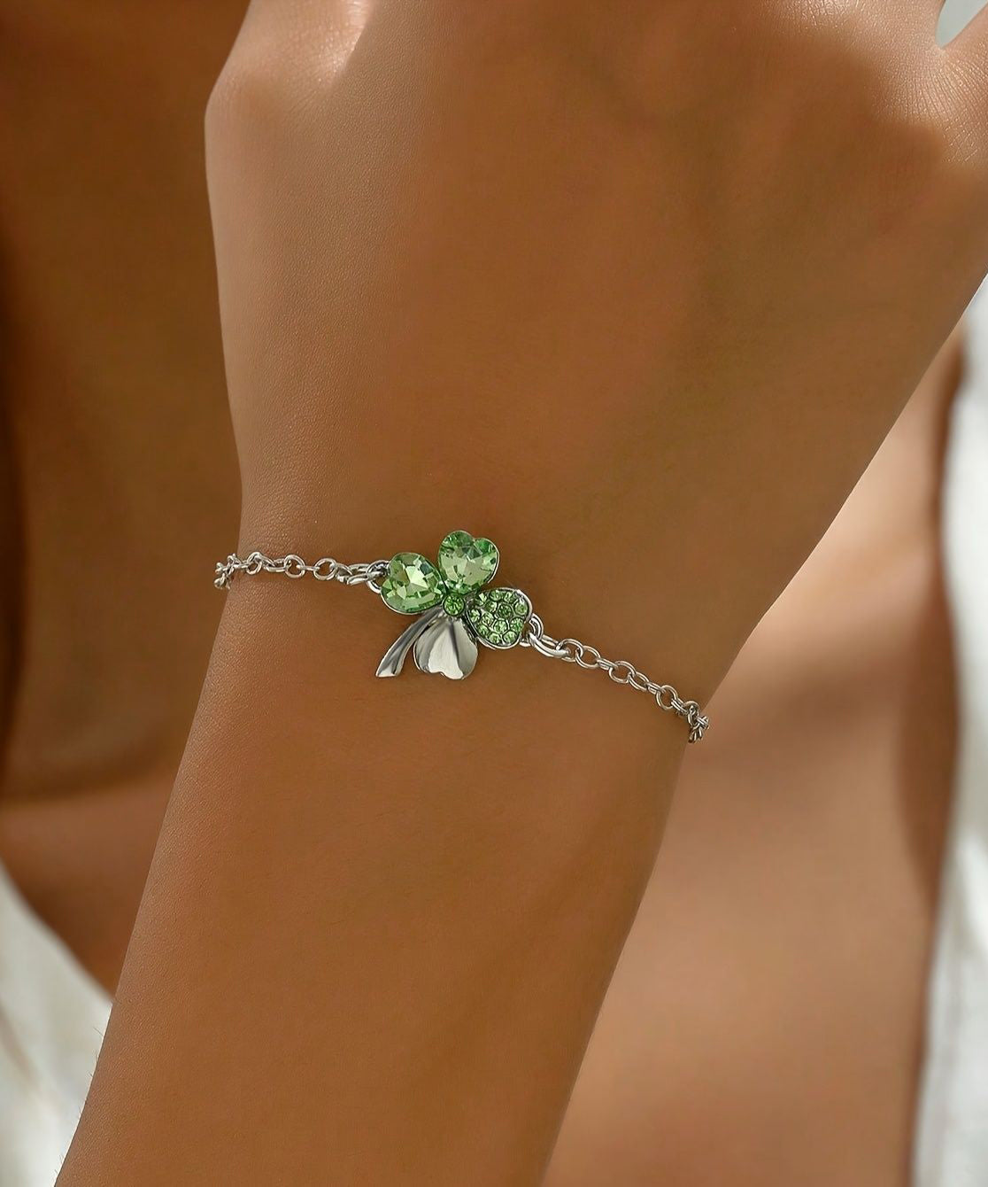 Boutique Silk Stainless Steel Crystal Charm Bracelet