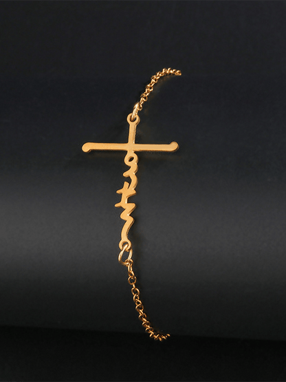 Cross Faith Text Faith Bracelet