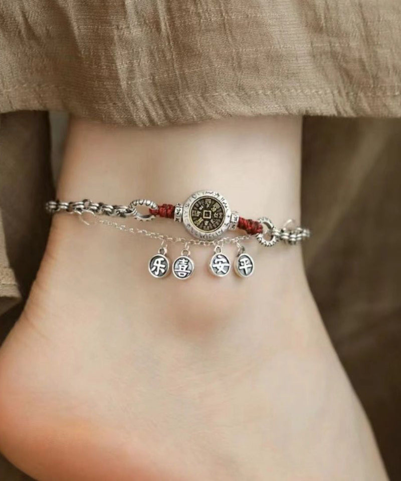 Silk Sterling Silver Tassel Ankle Bracelet