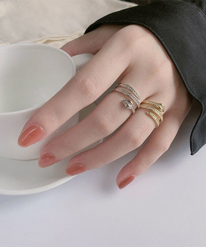 Alloy Zircon S-shaped Rings Two-piece Set
