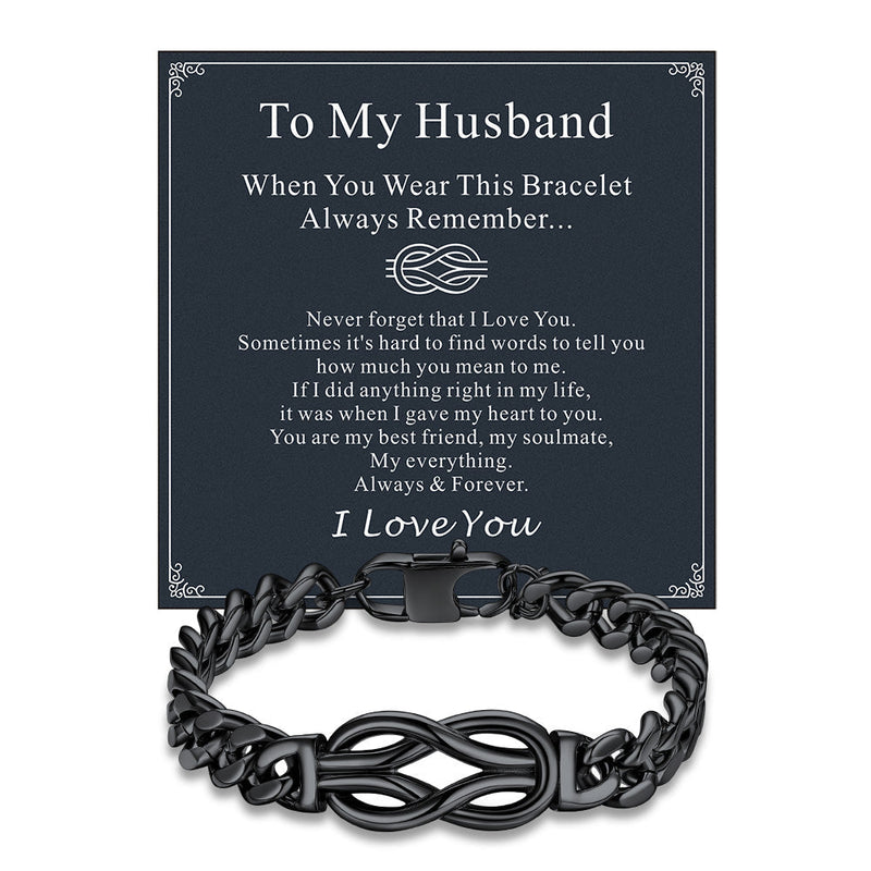 To My Love Infinity Love Knot Cuban Chain Bracelet for Couple