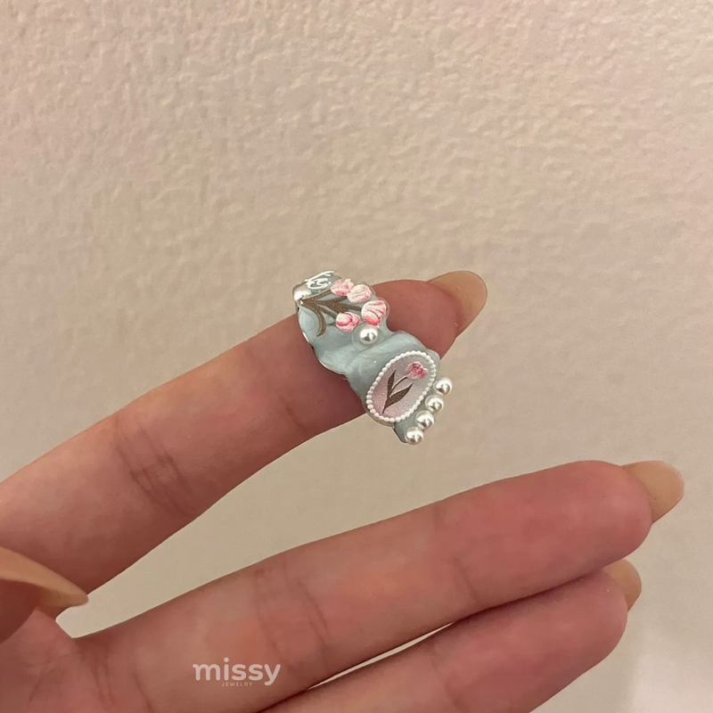 Pastel Blue Garden Ring Set