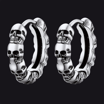Gothic Skull Huggie Hoop Earrings for