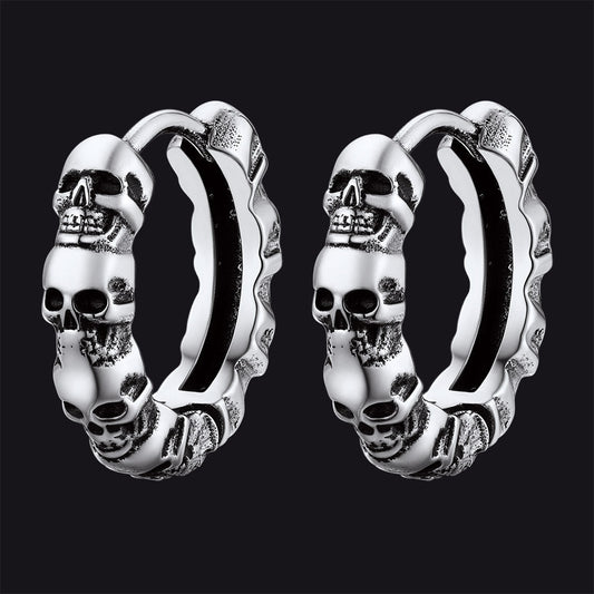 Gothic Skull Huggie Hoop Earrings for