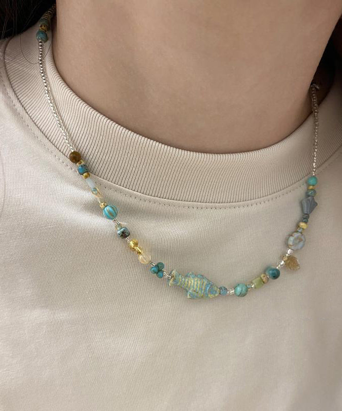 Diy Colorblock Beading Little Fish Gratuated Bead Necklace