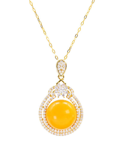 Yellow Sterling Silver Zircon Beeswax Pendant Necklace