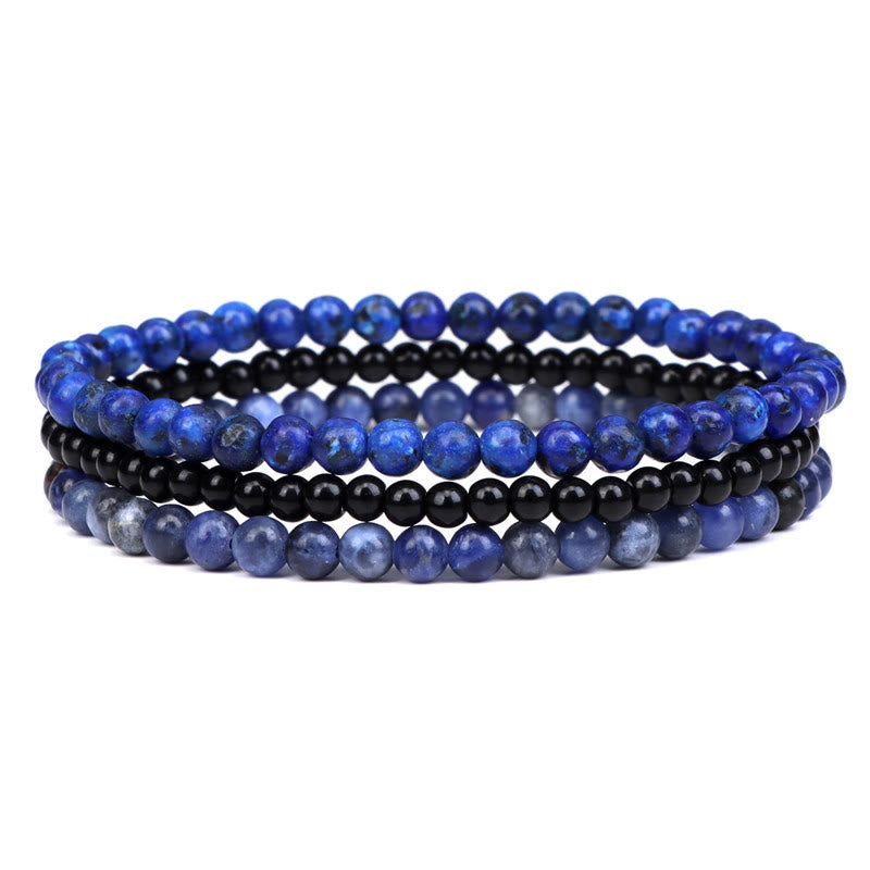 Buddha Stones 3pcs Natural Crystal Stone Inner Peace Spiritual Bracelet