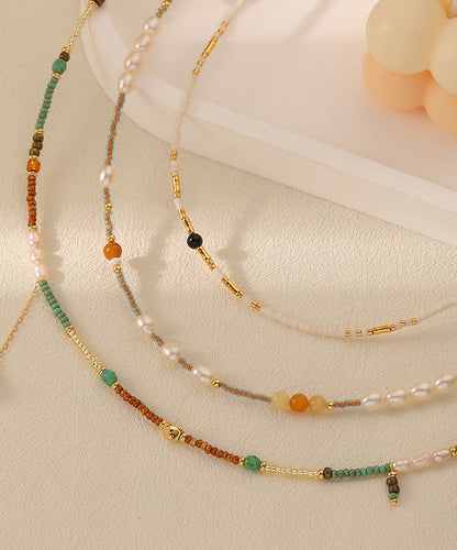 Original Design Gold Alloy Pearl Beading Baby's Breath Pendant Necklace