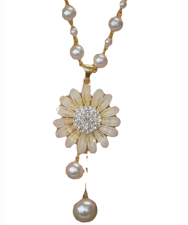 Fine Gold Alloy Zircon Tassel Pendant Necklace