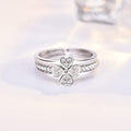 Mystic Fortune Leaf Clover Crystal Ring Set