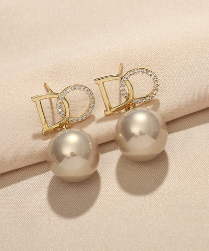 Original Design Gold Copper Alloy Zircon Pearl Drop Earrings