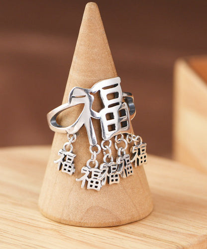 Silk Sterling Silver Fu Character Rings