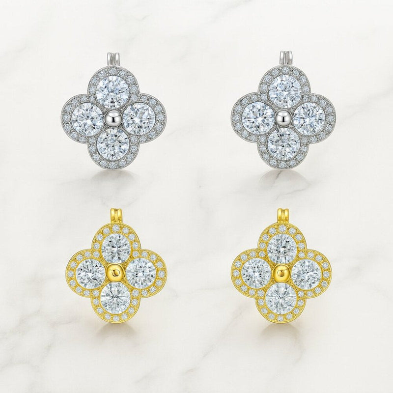 “scarlet” Luxe Demi Fine Clover Silver Earrings