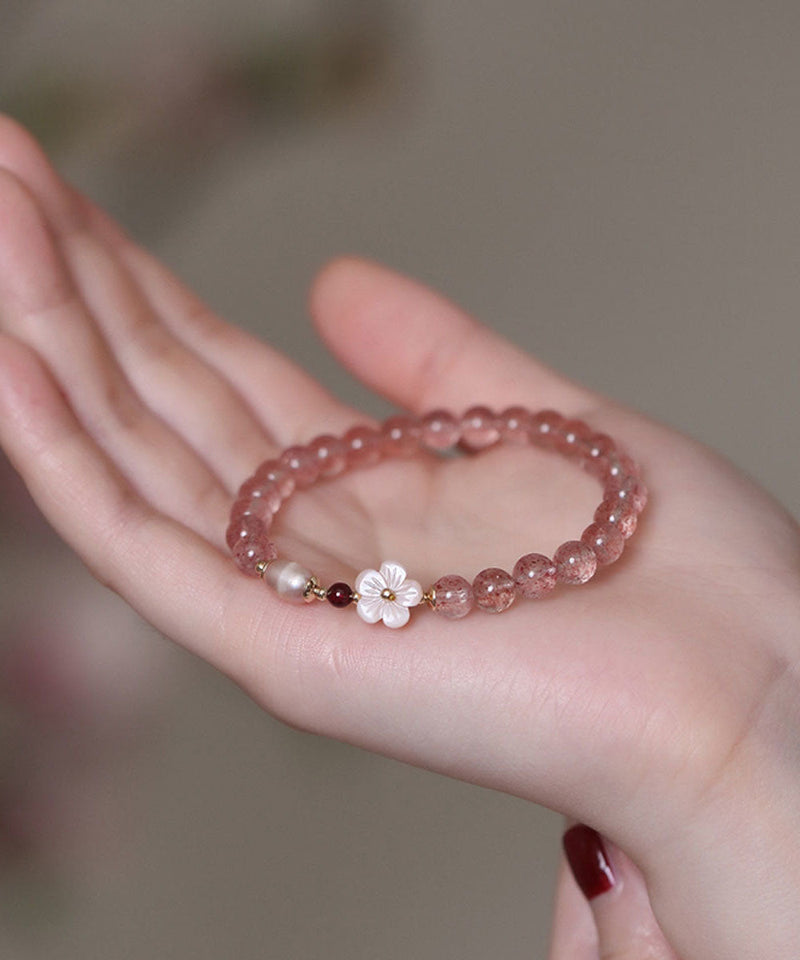 Fine Pink Alloy Crystal Chain Bracelet