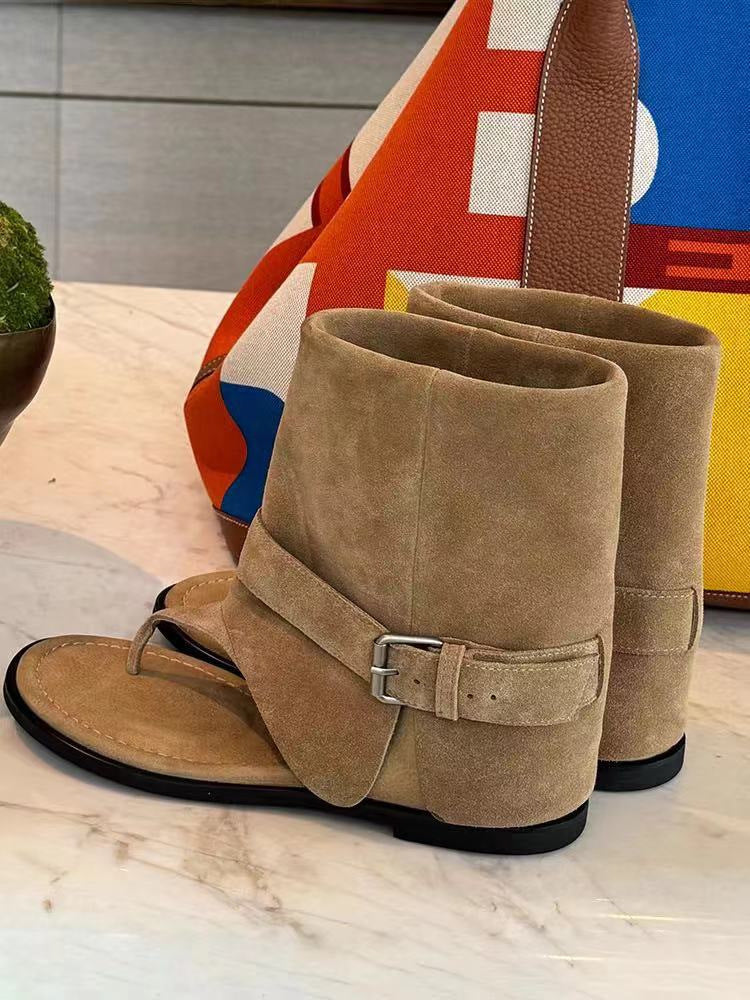 Version Height Increasing Insole Retro Belt Boots