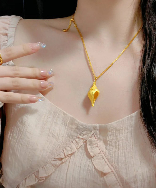 Gold Sterling Silver Overgild Conch Pendant Necklace