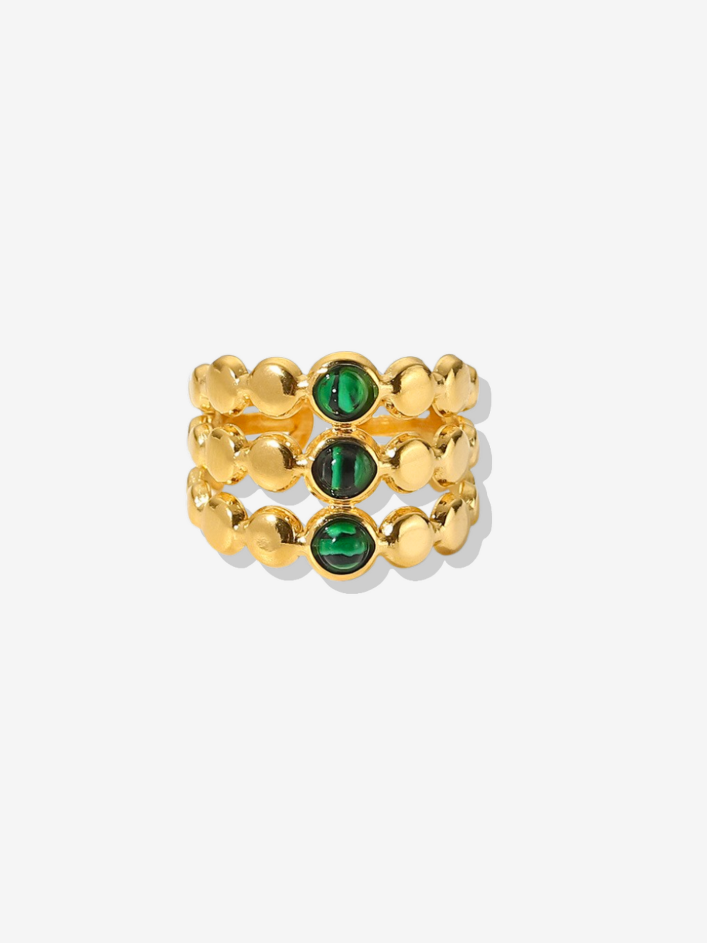 Turquoise & Malachite Adjustable Ring Set