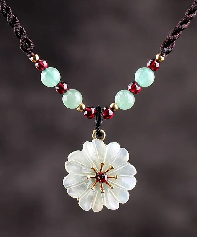 Handmade Green Crystal Jade Pendant Necklace