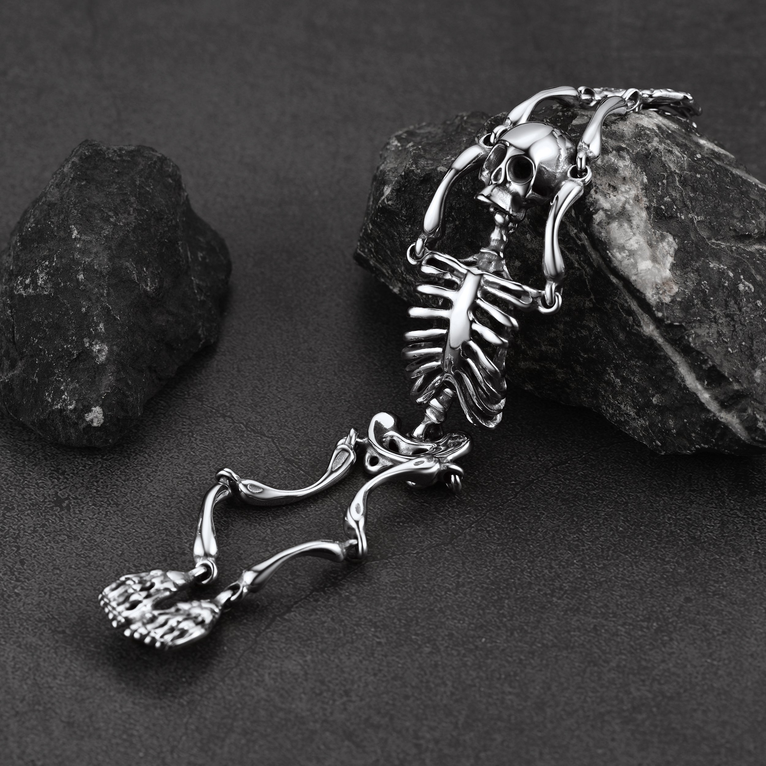 Faithheart Stainless Steel Body Skull Skeleton Bracelet for