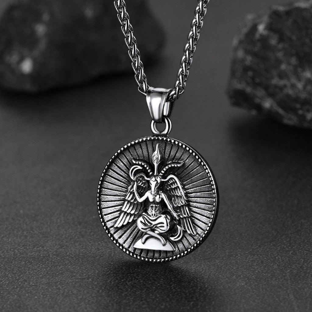 Baphomet Satanic Goat Leviathan Cross Necklace for