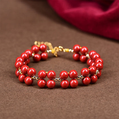 Buddha Stones Natural Cinnabar Beaded Blessing Bracelet