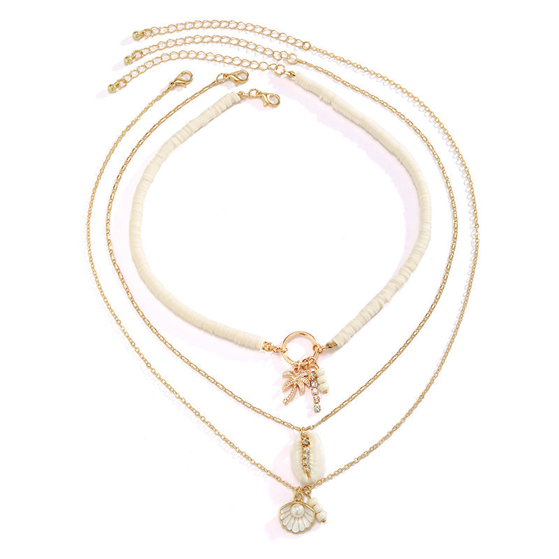 Imitation Pearl Shell Multi-layered Necklace