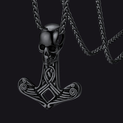 Flash Viking Skull Spear Pendant Necklace for