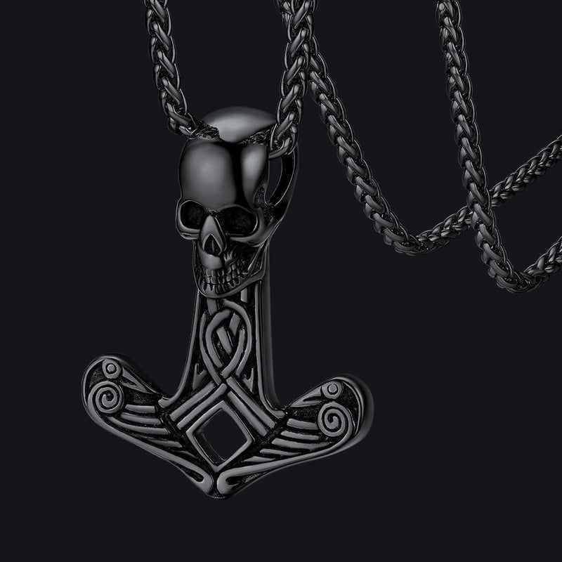 Flash Viking Skull Spear Pendant Necklace for