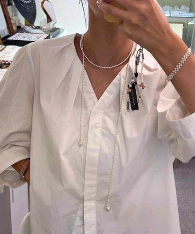 White Baroque Pearl Long Pendant Necklace