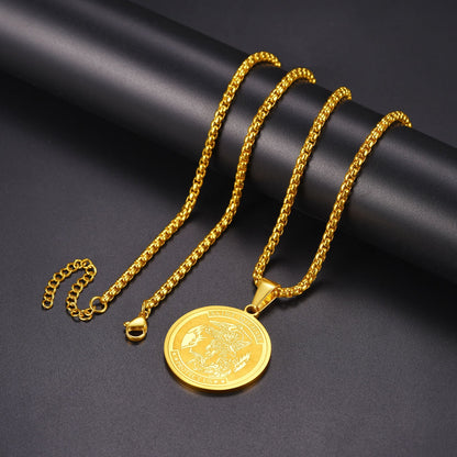 St. Michael Coin Necklace Medal Protection Pendant