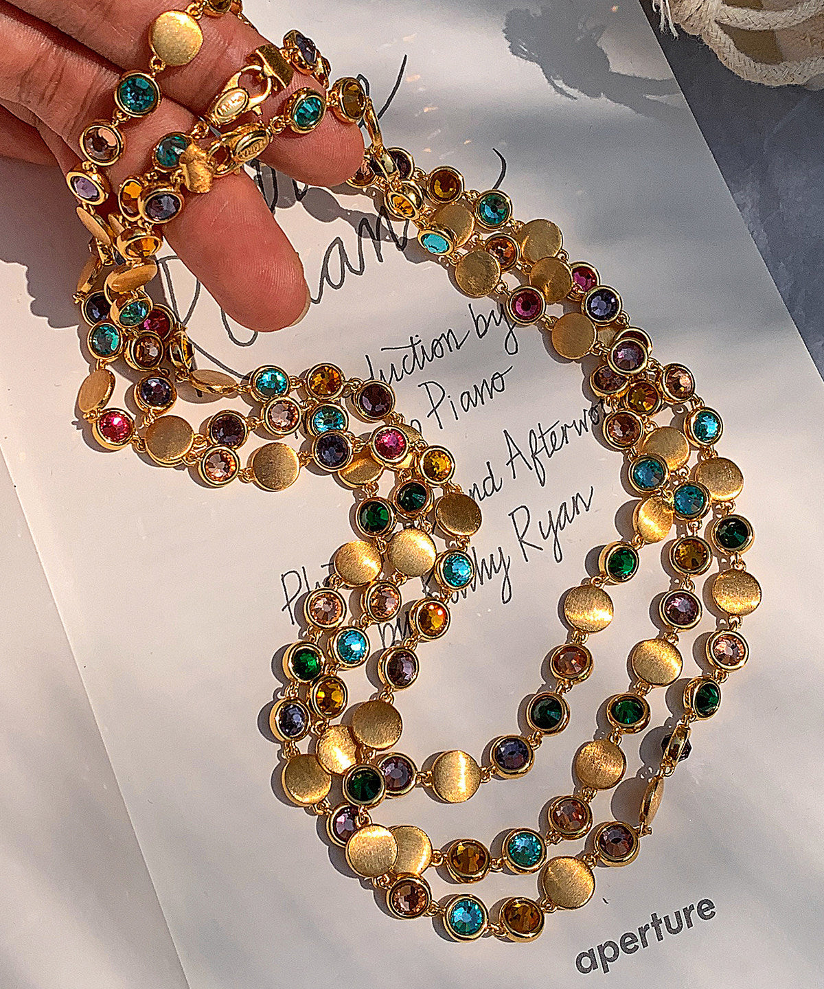 Golden Multicolored Gem Stone Necklace