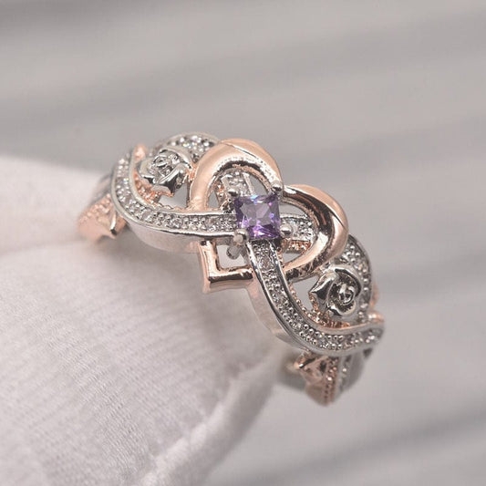 Love Heart Shaped Two-tone Ring