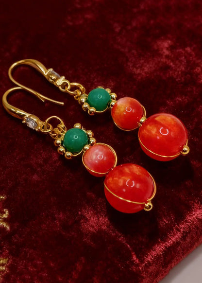 Boutique Orange Crystal Fine Turquoise Drop Earrings