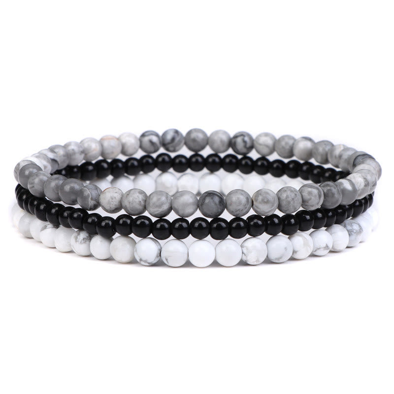 Buddha Stones 3pcs Natural Crystal Stone Inner Peace Spiritual Bracelet