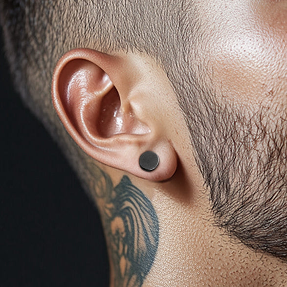 Punk Round Fake Plug Stud Earrings Set ��� 3 Pairs | 6mm & 8mm