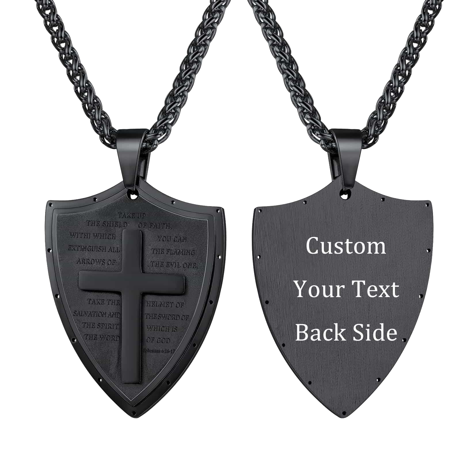 Bible Verse E-ephesians 6:16-17 Cross Shield Necklace