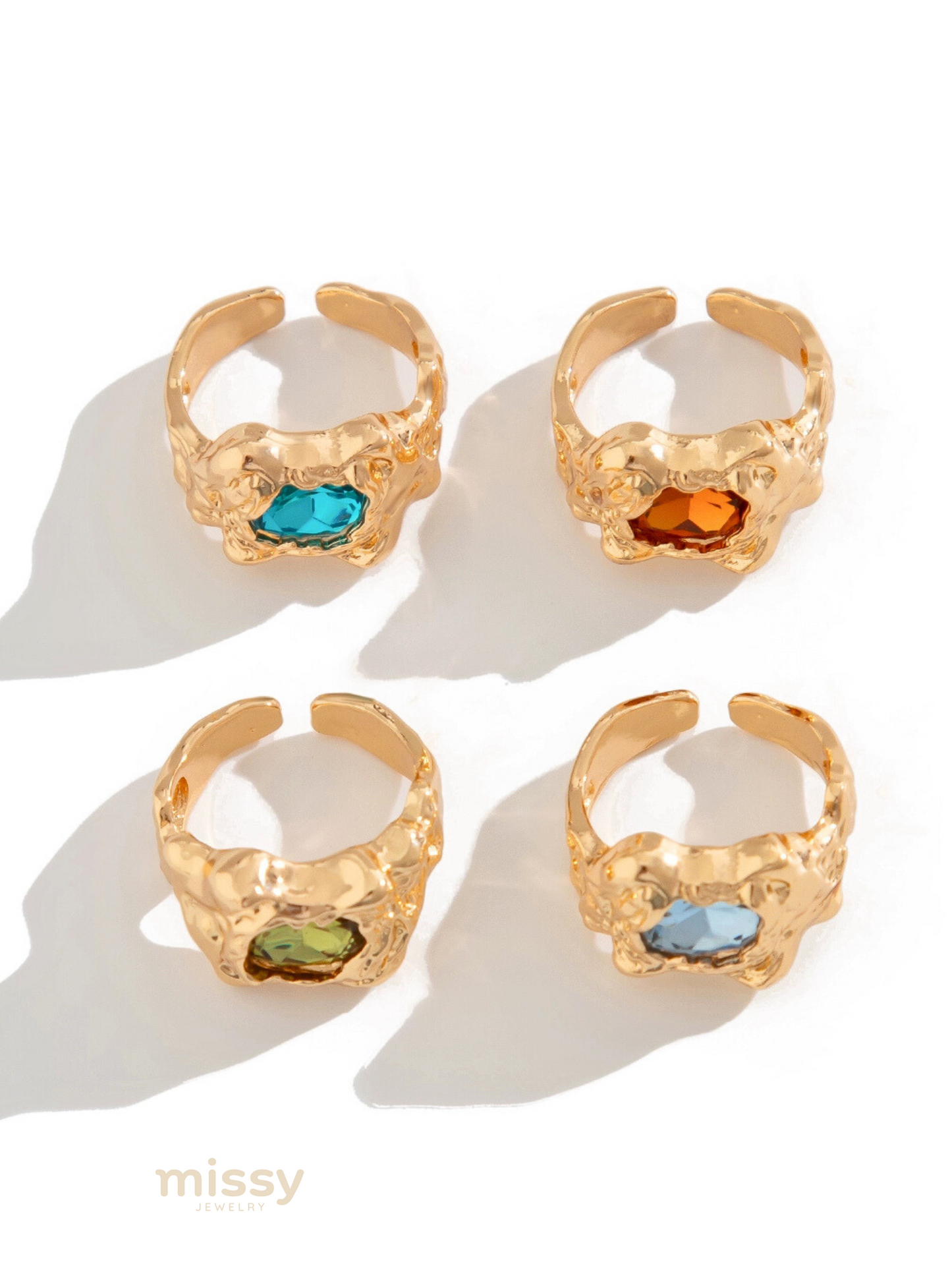 Rubie Gemstone Ring Set