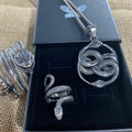 3 Pcs Coiled Snake Ring Pendant and Bracelet Jewelry Set