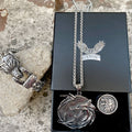 3 Pcs Howling Wolf Stainless Steel Jewelry Set