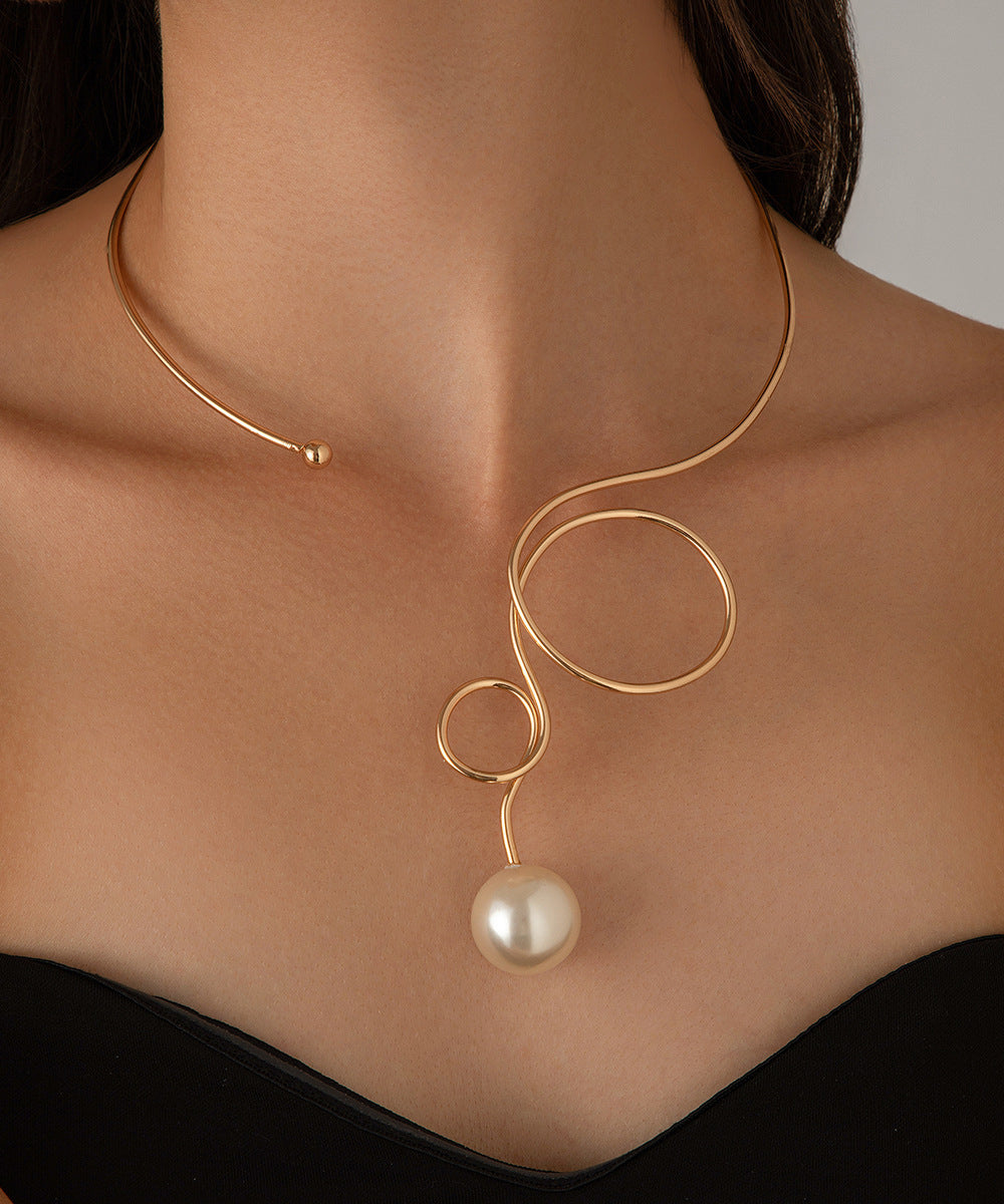 Alloy Bow Pearl Water Drop Princess Necklace