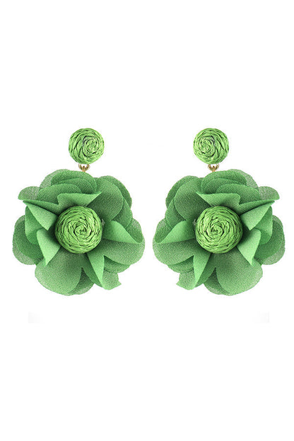 Resort Style Fabric Flower Earrings