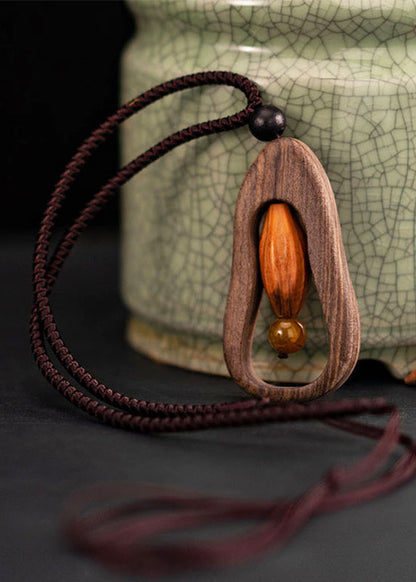 Brown Cotton 45% Linen 55% Sandwood Pendant Necklace
