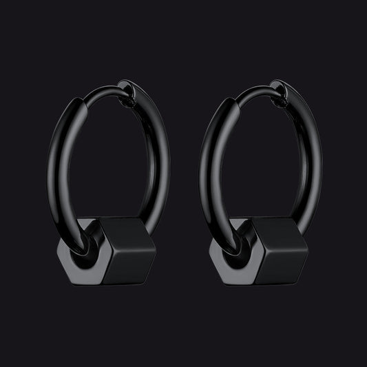 Flash Punk Hexagon Piercing Hoop Earrings for