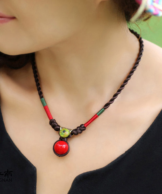 Red Gem Stone Pendant Necklace
