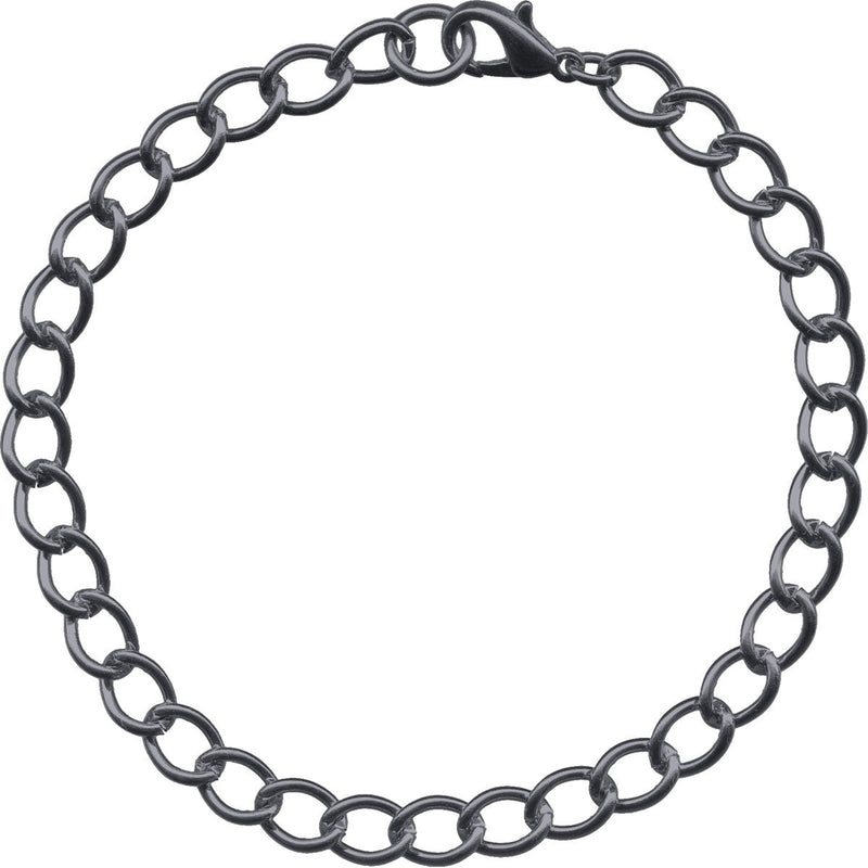 Gunmetal 6mm Curb Bracelet Chain - 8 Inches